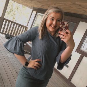 W5 by anthropologie blue flare sleeve blouse